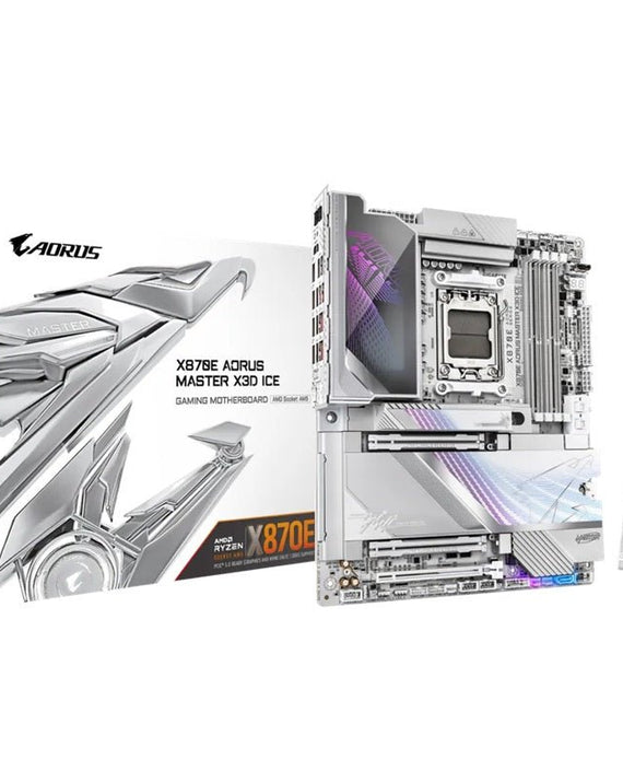 Gigabyte X870E A MASTER X3D ICE: AM5, DDR5 256GB, ALC1220, 10GbE+5GbE LAN, Wi-Fi 7, BT 5.4, Q-Flash, GCC, ATX, Win11, Ryzen 7000–9000 - Leader Electronics