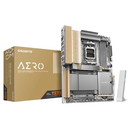 Gigabyte X870E AERO X3D DK WOOD AM5 DDR5 256GB USB4 Wi-Fi7 MT7927, RZ738 5GbE PCIe5 M.2 PCIe5/4 HDMI ALC1220 ATX - Leader Electronics