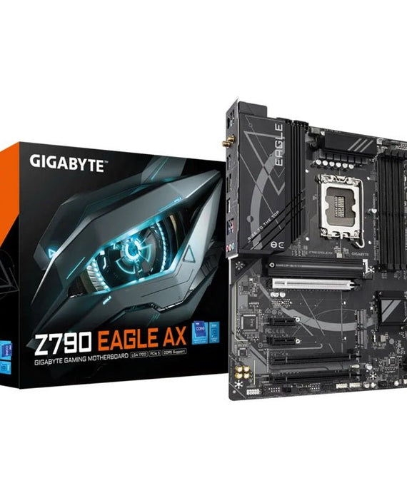 Gigabyte Z790 EAGLE AX Intel LGA 1700 ATX Motherboard, 4x DDR5 ~192GB, 3x PCI-E x16, 3x M.2, 4x SATA, 5x USB 3.2, 1x USB-C, 2x USB 2.0 - Leader Electronics