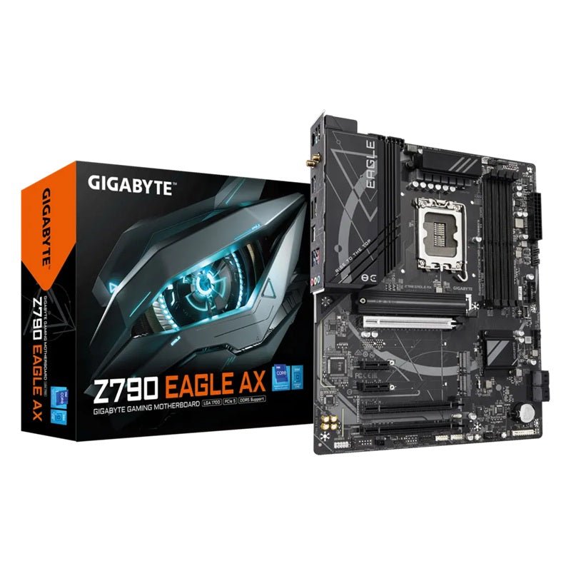 Gigabyte Z790 EAGLE AX Intel LGA 1700 ATX Motherboard, 4x DDR5 ~192GB, 3x PCI-E x16, 3x M.2, 4x SATA, 5x USB 3.2, 1x USB-C, 2x USB 2.0 - Leader Electronics