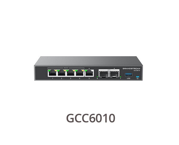 Grandstream GCC6000 Built-in IPPBX (10 Users, 4 Concurrent Calls) + enterprise-grade firewall + VPN Router + 2 x 2.5 Gb, 5 x GigE Network Switch - Leader Electronics