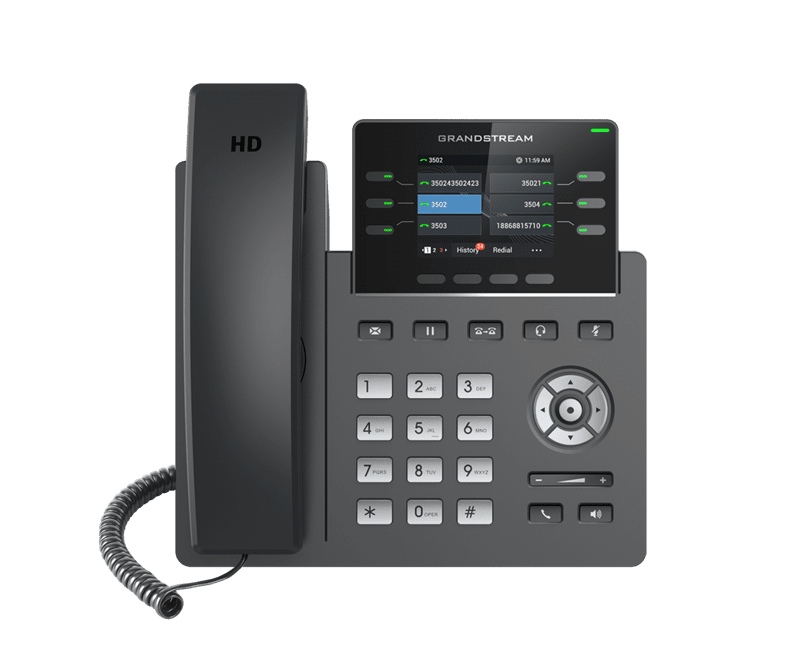 Grandstream GRP2613 6 Line IP Phone, 3 SIP Accounts, 320x240 Colour Screen, HD Audio, Powerable Via POE - Leader Electronics
