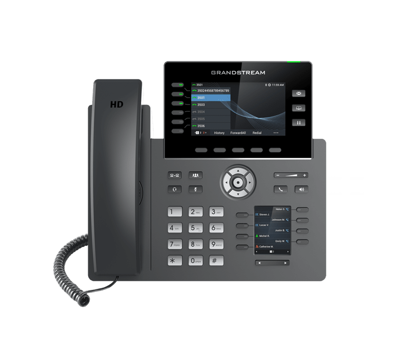 Grandstream GRP2616 6 Line IP Phone, 6 SIP Accounts, 480x272 Colour Screen, HD Audio, Integrated Bluetooth+WiFi, Powerable Via POE - Leader Electronics