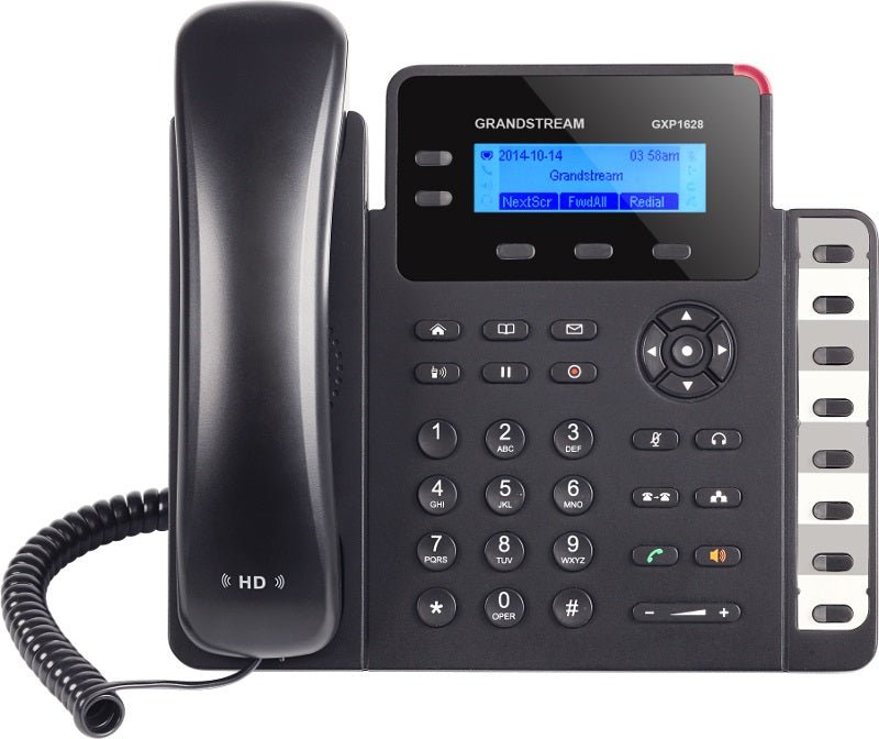 Grandstream GXP1628 2 Line IP Phone, 2 Sip Accounts, 132x48 Backlit Graphical Display, HD Audio, Dual-Switched Gigabit Ports, Powerable Via POE - Leader Electronics