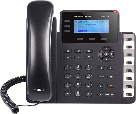 Grandstream GXP1630 3 Line IP Phone, 3 SIP Accounts, 132 x 64 Backlit LCD Display, HD Audio, Dual-Switched Gigabit Ports, Powerable Via POE - Leader Electronics
