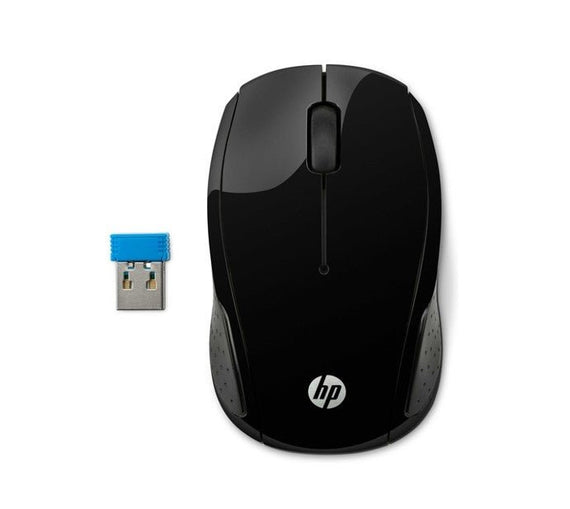 HP 200 Wireless Mouse Radio Frequency USB Optical 3 Button 1000 dpi 2xAAA Up to 12M Battery life Scroll Wheel Symmetrica Available USB port Black Mice - Leader Electronics