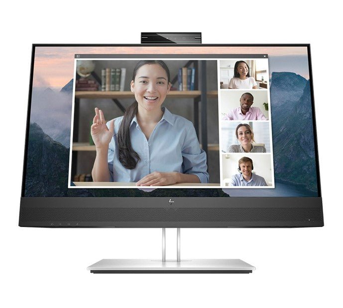 HP E24MV G4 23.8'/24' FHD Conferencing Monitor 1920x1080 16:9 5ms Height Adjustable Tilt Swivel Pivot Webcam Speakers 4xUSB Hub VGA DP HDMI VESA 3yrs - Leader Electronics