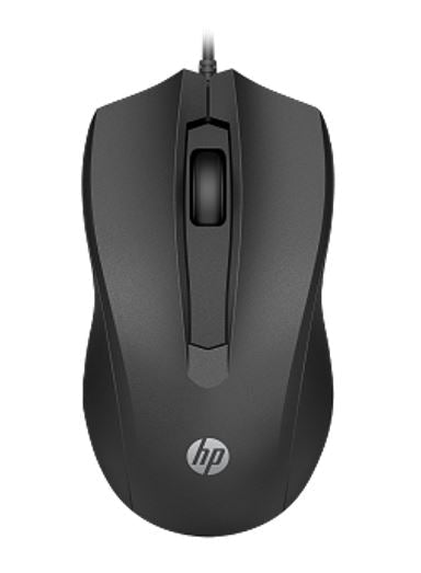 HP Wired Desktop 100 Mouse 1200dpi 3 Buttons Wired USB-A Connector Precise Red Optical Sensor 1.2M Cable Length Black 1YR WTY - Leader Electronics
