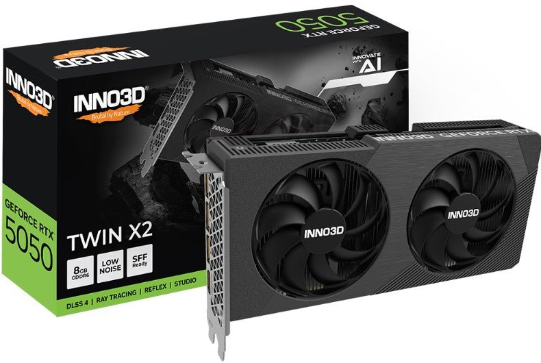 INNO3D nVidia GeForce RTX 5050 TWIN X2 8GB GDDR6 2572 MHz Boost Clock, RAM 20 Gbps, 3x DP, 1xHDMI, 225x116x41mm - Leader Electronics