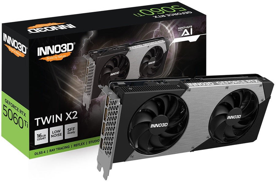 INNO3D nVidia GeForce RTX 5060 Ti TWIN X2 16GB GDDR7, 2572MHz Boost Clock, RAM 28Gbps, 3xDP, 1xHDMI 250x116x41mm - Leader Electronics