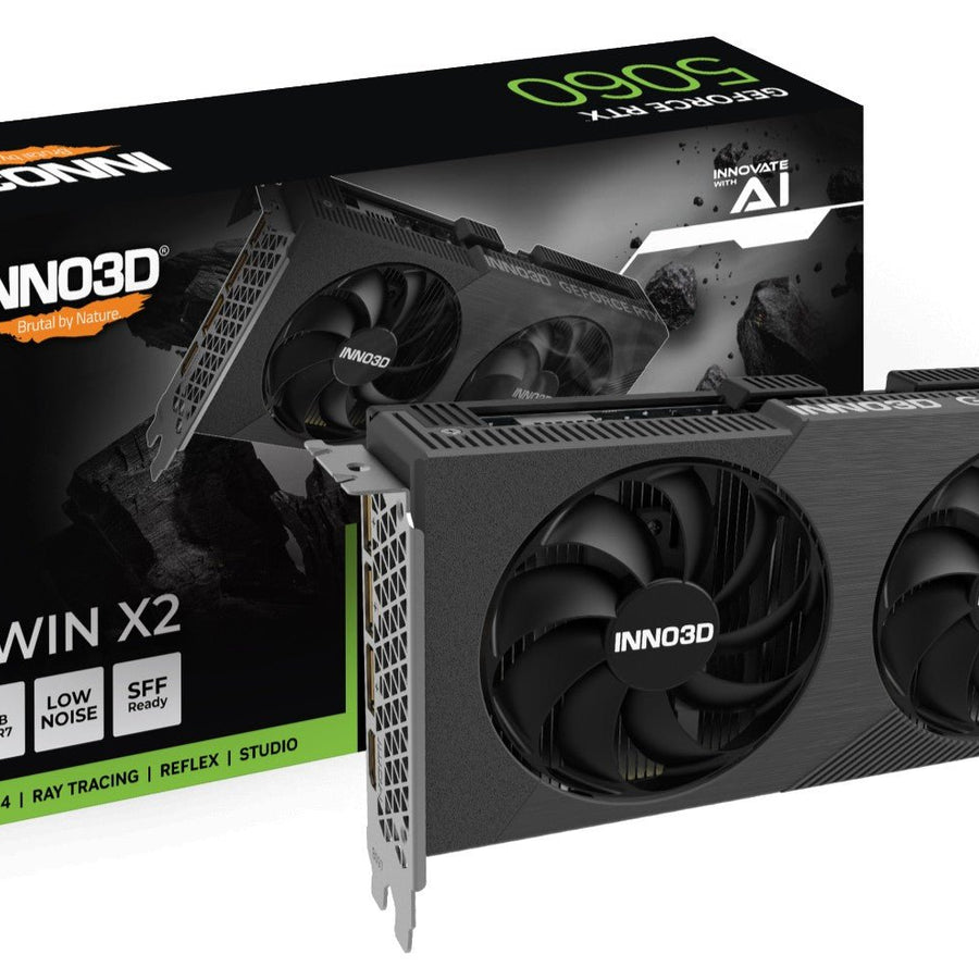 INNO3D nVidia GeForce RTX 5060 TWIN X2 8GB GDDR7 2497MHz Boost Clock, RAM 28Gbps, 3xDP, 1xHDMI 250x116x41mm - Leader Electronics
