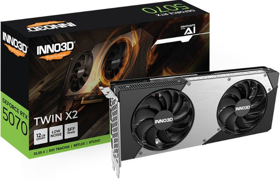 INNO3D nVidia GeForce RTX 5070 TWIN X2 12GB GDDR7 2512 MHz Boost Clock, RAM 28 Gbps, 3x DP, 1xHDMI 250x116x41mm - Leader Electronics