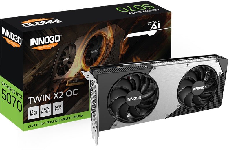 INNO3D nVidia GeForce RTX 5070 TWIN X2 OC 12GB GDDR7 2542 MHz Boost Clock, RAM 28 Gbps, 3x DP, 1xHDMI 250x116x41mm - Leader Electronics