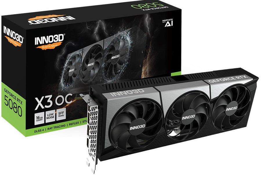 INNO3D nVidia GeForce RTX 5080 X3 OC 16GB GDDR7 2640MHz Boost Clock, RAM 30 Gbps, 3xDP, 1xHDMI 300x120x50mm - Leader Electronics