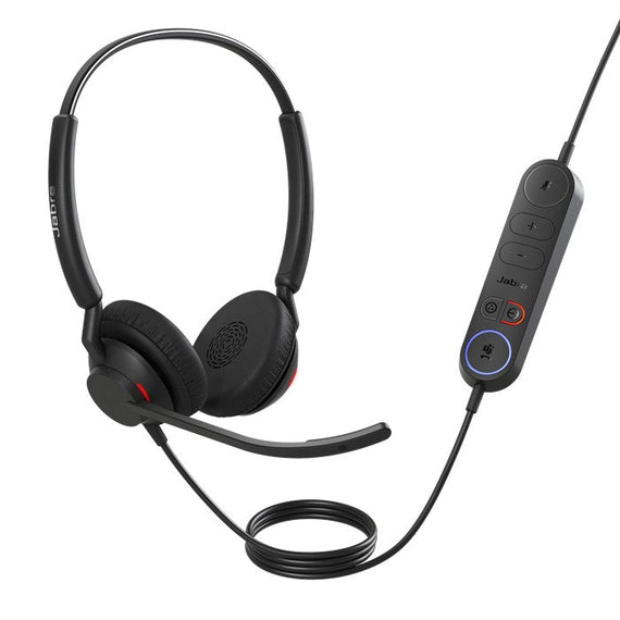 Jabra Engage 40 (Inline Link) MS Teams Dual USB-C/A Corded Headsets, Lightweight & sturdy, Double the mic, Busylight, Hearing Protection Audio Quality - Leader Electronics