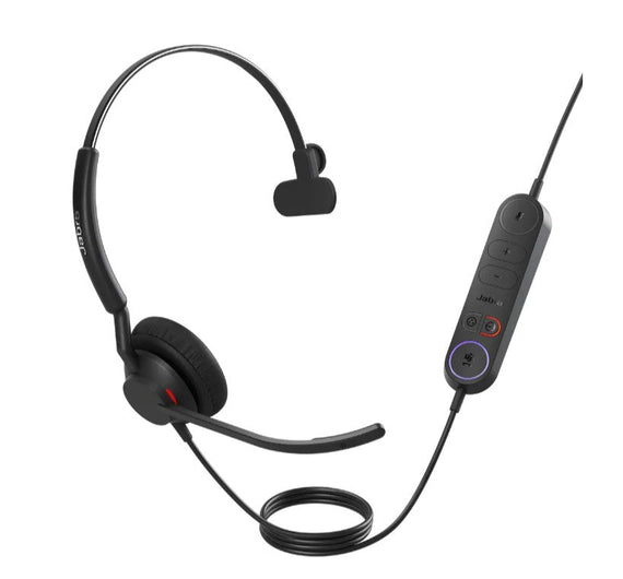 Jabra Engage 40 (Inline Link) MS Teams Mono USB-C/A Corded Headsets, Lightweight & sturdy, Double the mic, Busylight, Hearing Protection Audio Quality - Leader Electronics