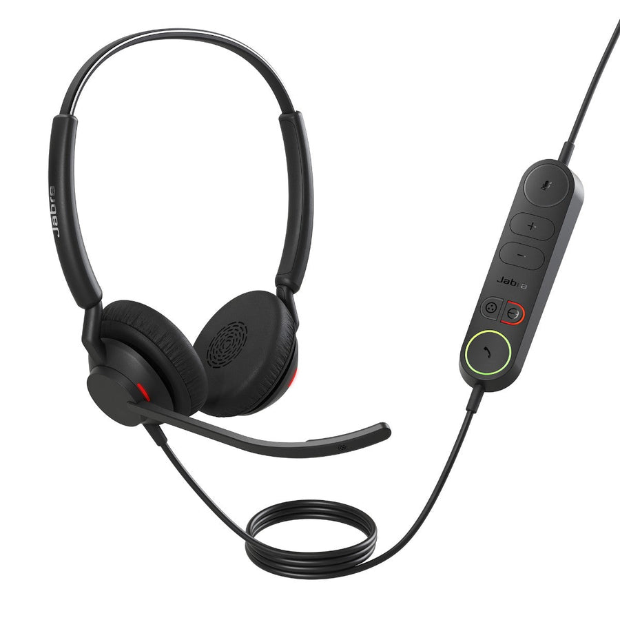 Jabra Engage 40 (Inline Link) UC Dual USB-C/A Corded Headsets, Lightweight & sturdy, Double the mic, Busylight, Hearing Protection Audio Quality - Leader Electronics