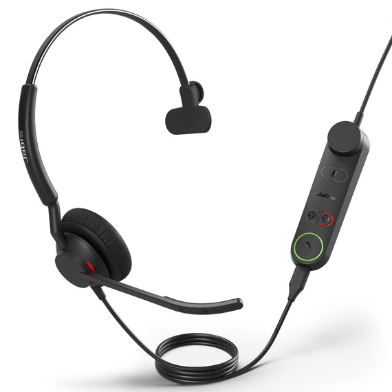 Jabra Engage 50 II Mono UC Corded USB-C/A Headset, Best Headset for Clear Customer Calls Ultra-Lightweight Hearing Protection Smartringer Busylight - Leader Electronics