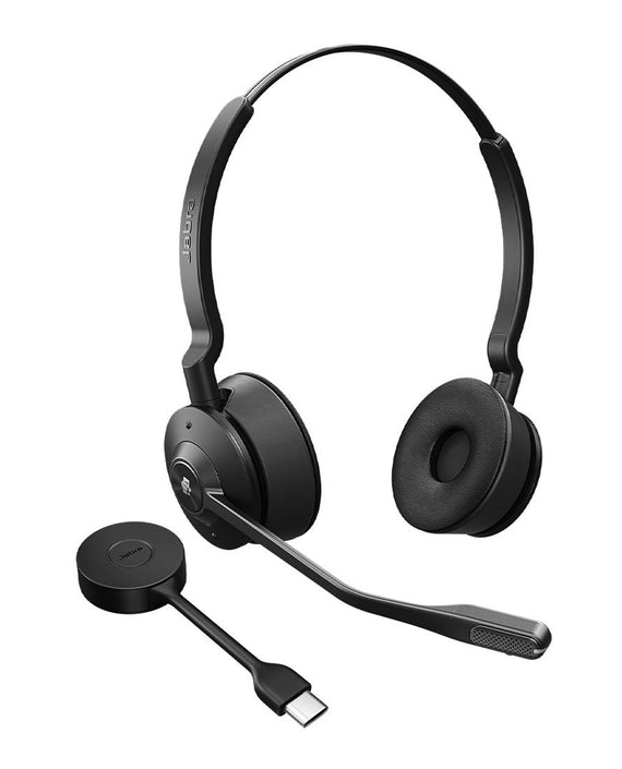 Jabra Engage 55 SE, Stereo, Link400c, Teams DECT Headset, 150m Wireless Range, Noise Cancelling, Flexible, Portable, Durable, Lightweight, Busylight - Leader Electronics