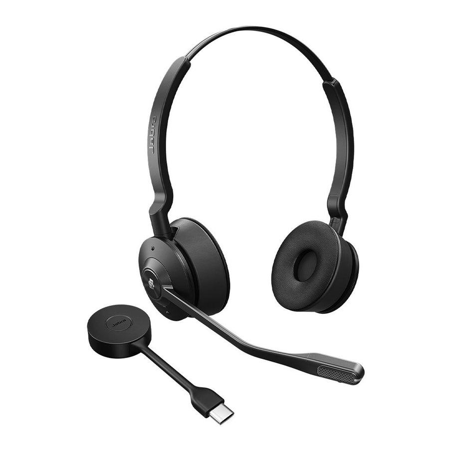 Jabra Engage 55 SE, Stereo, Link400c, Teams DECT Headset, 150m Wireless Range, Noise Cancelling, Flexible, Portable, Durable, Lightweight, Busylight - Leader Electronics