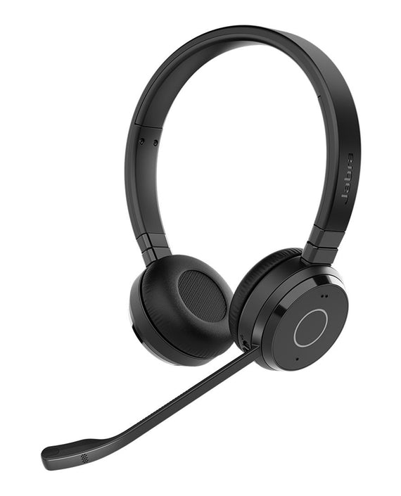 Jabra Evolve 65 TE Link390a UC Stereo Bluetooth Headset, 16-hour battery life, 30-metre wireless range, Passive Noise Cancellation, Busy Light - Leader Electronics