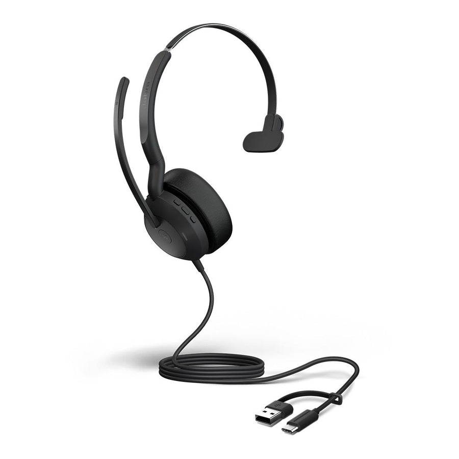 Jabra Evolve2 50, USB C/A MS Mono Headset, Bluetooth®, 4 microphones, Active Noise Cancellation, Busylight, Call management, Air Comfort technology - Leader Electronics