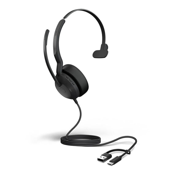 Jabra Evolve2 50, USB C/A MS Mono Headset, Bluetooth®, 4 microphones, Active Noise Cancellation, Busylight, Call management, Air Comfort technology - Leader Electronics
