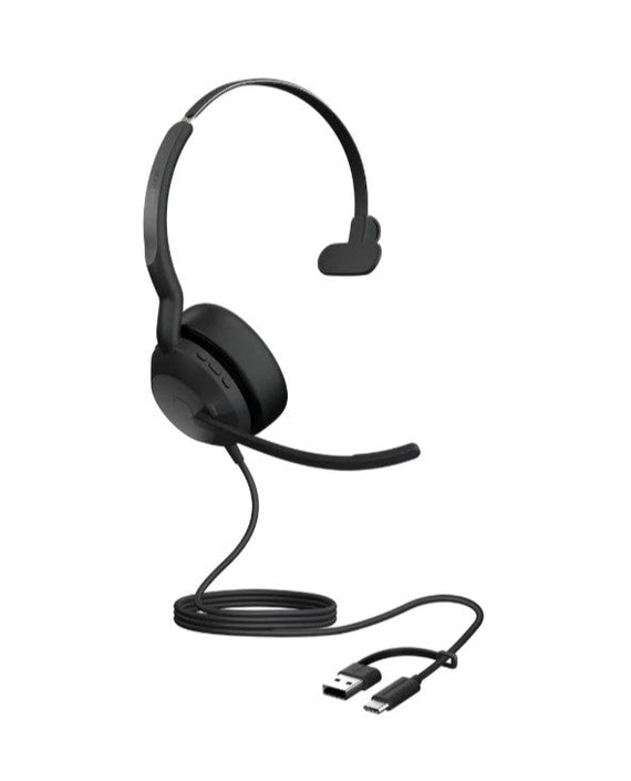Jabra Evolve2 50, USB C/A UC Mono Headset, Bluetooth®, 4 microphones, Active Noise Cancellation, Busylight, Call management, Air Comfort technology - Leader Electronics