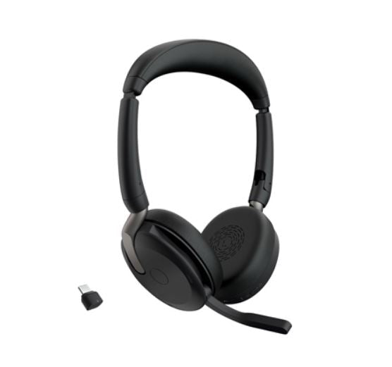 Jabra Evolve2 65 Flex MS Teams, Stereo Bluetooth Headset, Link380c USB-C Dongle, Foldable Design, 2Yr Warranty ANC, 20 hours battery life, 30m Range - Leader Electronics