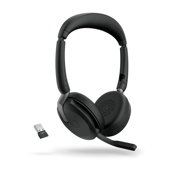 Jabra Evolve2 65 Flex UC Stereo Bluetooth Headset, Link380a USB-A Dongle Included, Foldable Design, 2Yr Warranty, 30m Wireless Range, 20 hours battery - Leader Electronics