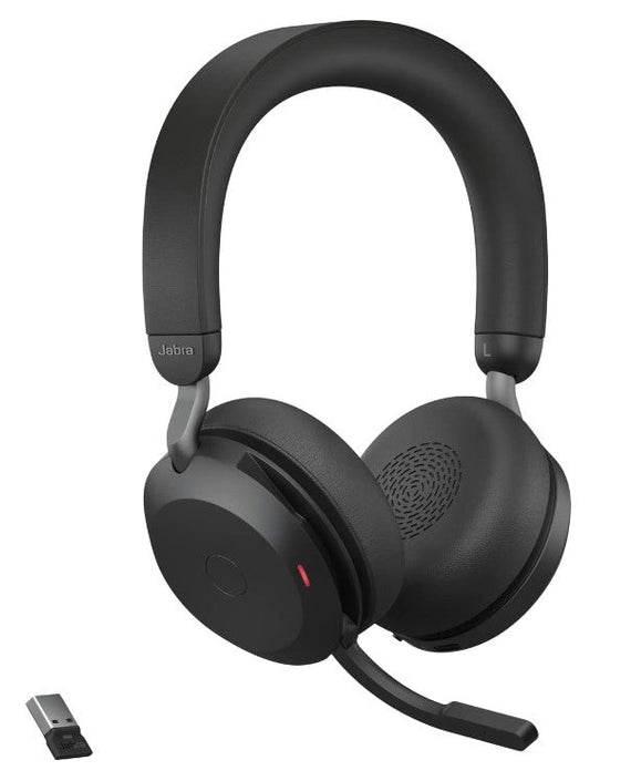 Jabra Evolve2 75 USB-C Link380a UC Stereo Black, 8-Mic Technology, 36 Hours Battery & Fast Charge, Dual-Foam Tech, Discreet Hide-Away Boom Arm - Leader Electronics