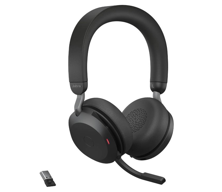 Jabra Evolve2 75 USB-C Link380a UC Stereo Black, 8-Mic Technology, 36 Hours Battery & Fast Charge, Dual-Foam Tech, Discreet Hide-Away Boom Arm - Leader Electronics