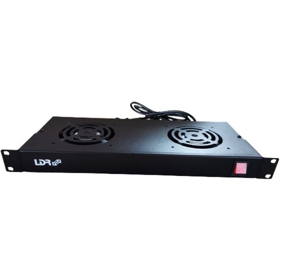 LDR 2 Way Rackmountable Fan Kit with power switch - 2x Fans - 1U Size - Black Metal Construction - Leader Electronics