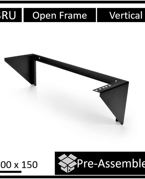 LDR Open Frame 3U Vertical Wall Mount Frame (500mm x 150mm) - Black Metal Construction - Leader Electronics
