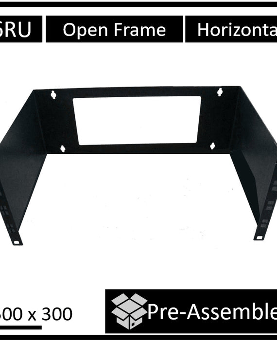 LDR Open Frame 6U Wall Mount Frame (500mm x 300mm) - Black Metal Construction - Leader Electronics