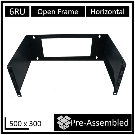 LDR Open Frame 6U Wall Mount Frame (500mm x 300mm) - Black Metal Construction - Leader Electronics