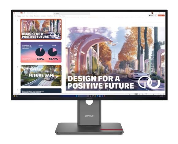 LENOVO ThinkVision P27QD-40 27' QHD Monitor IPS 2560x1440 16:9 Height Adjustable Tilt Swivel Pivot Daisy Chain DP HDMI USB-C Hub RJ45 LAN VESA 3YR - Leader Electronics