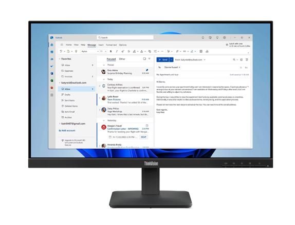 LENOVO ThinkVision S24-4E 23.8' 24' FHD IPS Monitor 1920x1080 16:9 4ms 100Hz Anti-glare Tilt VGA HDMI Tilt VESA 3yr WTY Black - Leader Electronics