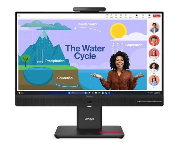 LENOVO ThinkVision T24D-4V 23.8'24' FHD IPS Monitor 1920x1080 16:9 Height Adjustable Tilt Swivel Pivot DP HDMI USB-C hub LAN Hub Webcam Speaker - Leader Electronics