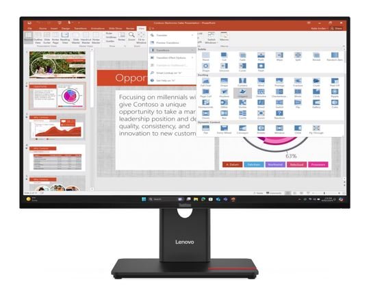 LENOVO ThinkVision T27i-40 27' FHD Monitor 120Hz 1920x1080 16:9 Height Adjustable Tilt Swivel Pivot USB-C 15W PD 3xUSB-A DP HDMI VGA ~63A4MAR1AU - Leader Electronics
