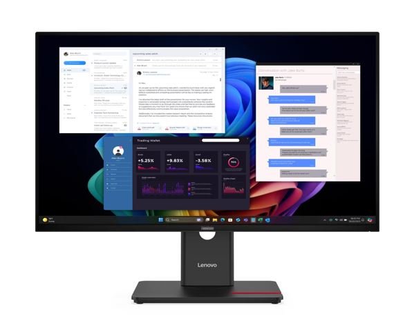 LENOVO ThinkVision T27UD-40 27' UHD IPS Monitor 3840 x 2160 4K 4ms 16:9 Anti-Glare HAS Tilt Swivel Pivot PD 100W USB-C Hub LAN DP HDMI VESA 3yr - Leader Electronics