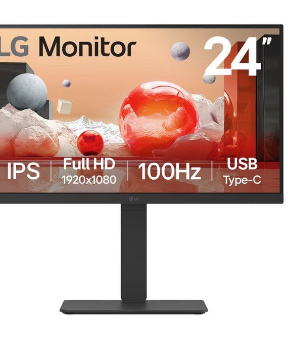 LG 24' IPS FHD 1920 x 1080, USB-C 65w PD, RJ45 100Hz 5ms, AMD FreeSync 16:9 Tilt/Height/Swivel/Pivot (Bi-direction) adjustable stand, 3yrs Monitor - Leader Electronics