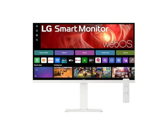 LG 27' 4K UHD IPS Smart Monitor with webOS, USB-C (65W PD), AirPlay 2, Bluetooth, DCI-P3 90%, Magic Remote support, and full ergonomic stand - Leader Electronics