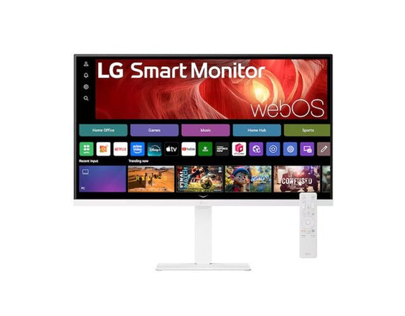 LG 31.5' 4K UHD Smart Monitor with webOS, USB-C PD 65W, AirPlay 2, DCI-P3 90%, Bluetooth, 5ms, 60Hz, and tilt/height/swivel/pivot stand - Leader Electronics
