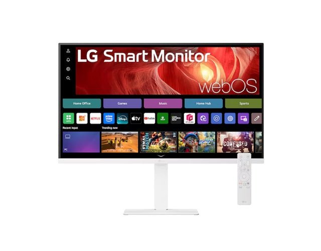 LG 31.5' 4K UHD Smart Monitor with webOS, USB-C PD 65W, AirPlay 2, DCI-P3 90%, Bluetooth, 5ms, 60Hz, and tilt/height/swivel/pivot stand - Leader Electronics