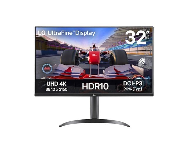 LG 31.5' UltraFine 4K Monitor with HDR10, DCI-P3 90%, MaxxAudio® speakers, Dynamic Action Sync, and tilt/height/pivot adjustable stand - Leader Electronics