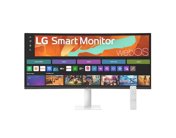 LG Smart Monitor 34' WQHD Curved display with 3440x1440 resolution, sRGB 99%, webOS, AirPlay 2, 2x7W speakers, 100Hz refresh rate & Bluetooth - Leader Electronics