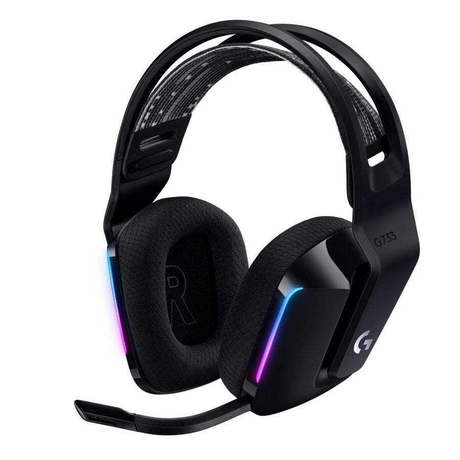Logitech G733 Lightspeed Wireless RGB Gaming Headset Black USB Headphones Frequency Response: 20 Hz - Detchable Cardioid Unidirectional Microphone - Leader Electronics
