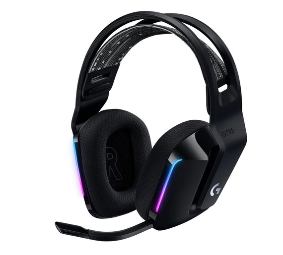 Logitech G733 Lightspeed Wireless RGB Gaming Headset Black USB Headphones Frequency Response: 20 Hz - Detchable Cardioid Unidirectional Microphone - Leader Electronics