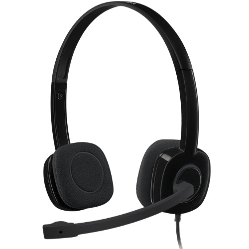 Logitech H151 Stereo Headset Light Weight Adjustable Headphones with Microphone 3.5mm jack In-line audio controls Noise-cancelling - Leader Electronics